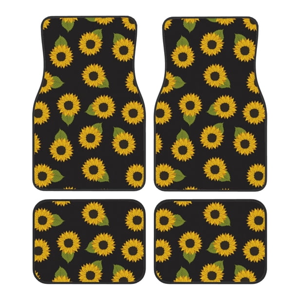 Fotbe Sunflowers Juego de 4 Tapetes para Auto con Estampado – Alfombrillas de Goma Reforzada, Diseño Antideslizante, Protección para Todo el Año – Vehículos, Autos, Camionetas y SUVs