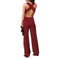thumbnail image 5 of Coduop Women Elegant Sleeveless Jumpsuit Deep V-neck Backless Wide Leg Bodysuit Playsuit, 5 of 7