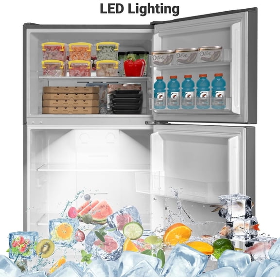 SMAD 13.9 Cu ft Top Freezer Refrigerator, Full Size 28 in.W Frost Free LED Light, Reversible door