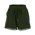thumbnail image 6 of Riforla Ladies' Solid Color Thin Hollow Out Design Pocket Tight Waist Shorts for Women Green L, 6 of 9