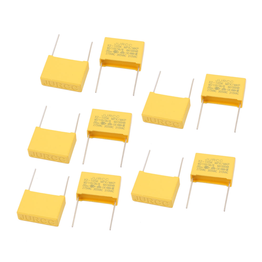 10 Pcs X2105K Yellow Capacitor Polyester Film 310VAC Metal Leads
