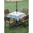 thumbnail image 3 of Outdoor Tablecloth with Umbrella Hole and Zipper, Blue Merry Christmas Square Table Cloth 54x54 Inch Waterproof Tablecloth, Winter Snowflake Xmas Aesthetic Picnic Table Cover for Patio Camping, 3 of 7