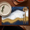 thumbnail image 5 of Blue Marble Gold Wave Pattern Summer Placemats Table Placemats Set Of 4-Linen Kitchen Washable Placemats Table Mats 11.8"x17.7" Non-Slip Heat Resistant, 5 of 6