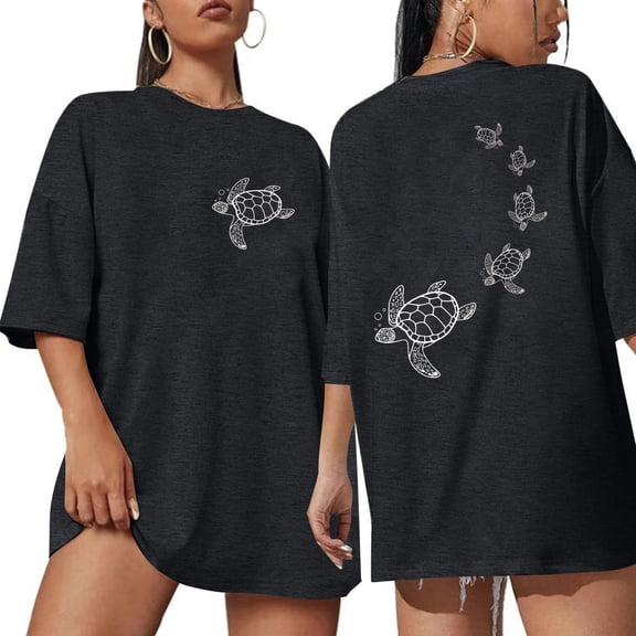 Womens Athletic Tops Women's Casual Loose Print Crew Neck Short Sleeve T Shirt Top for Everyday Comfort and Effortless Style Black XL