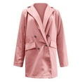 thumbnail image 3 of YUGYXL Womens Casual Blazers Lightweight Long Sleeve Work Office Blazer Jackets Trendy Double Breasted Lapel Business Suit Jacket Fall Slim Fit Cardigan Today's Pink,XXL, 3 of 5