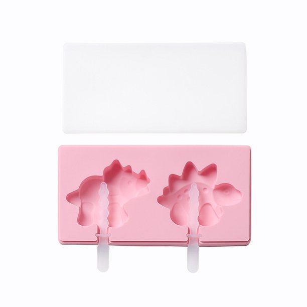 Molde de helado de silicona con forma de dibujos animados DIY con tapa, divertido fabricante de paletas for niños