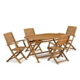 thumbnail image 3 of East West Furniture DIHD5CANA 5 Piece Outdoor Patio Dining Sets Consist of an Oval Acacia Wood Table and 4 Folding Arm Chairs, 36x60 Inch, Natural Oil, 3 of 7