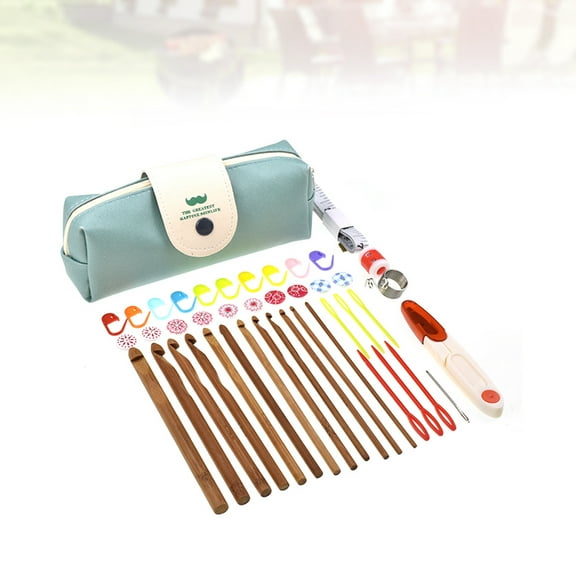 KALLORY 43Pcs Handle Aluminum Crochet Hooks Kit Yarn Knitting Needles Sewing Tools Ergonomic Grip Set Crochet with Storage Bag