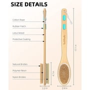 Shower Brush with Soft & Stiff Bristles, Bath Dual-Sided Long Handle Back Scrubber, 1 Hook