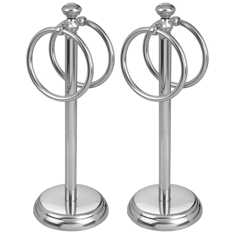 mDesign Metal Fingertip Towel Holder for Bath Vanity Countertop, 2 Pack