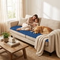 thumbnail image 5 of Smiry Couch Covers Sofa Cover Slipcover for Dogs Washable, Non Slip Sofa Protector, Fuzzy Couch cover Pet Friendly Home Decor, Navy Blue, 27.6" x 70.9", 5 of 10