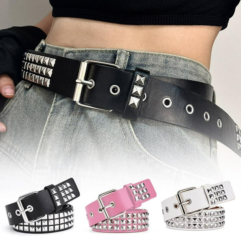 9931 Women\'s Belts Square Beads Rivets Inlay Punk Style Decorative Belt INSPIRE CHIC Women main image 4