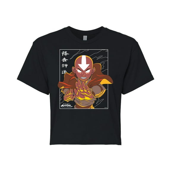 Avatar - The Last Airbender - Avatar State Aang - Juniors Cropped Cotton Blend T-Shirt