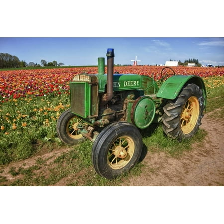 Wooden Shoe Tulip Old John Deere, Wooden Shoe Tulip Farm, Woodburn, Oregon, USA Print Wall Art By Rick A. Brown ()