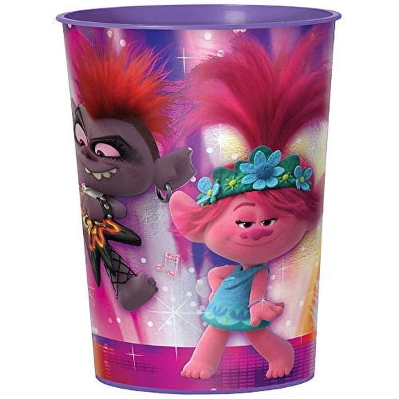 Trolls World Tour Design Metallic Plastic Favor Cup - 16 oz. - Multicolor - 1 Pc.