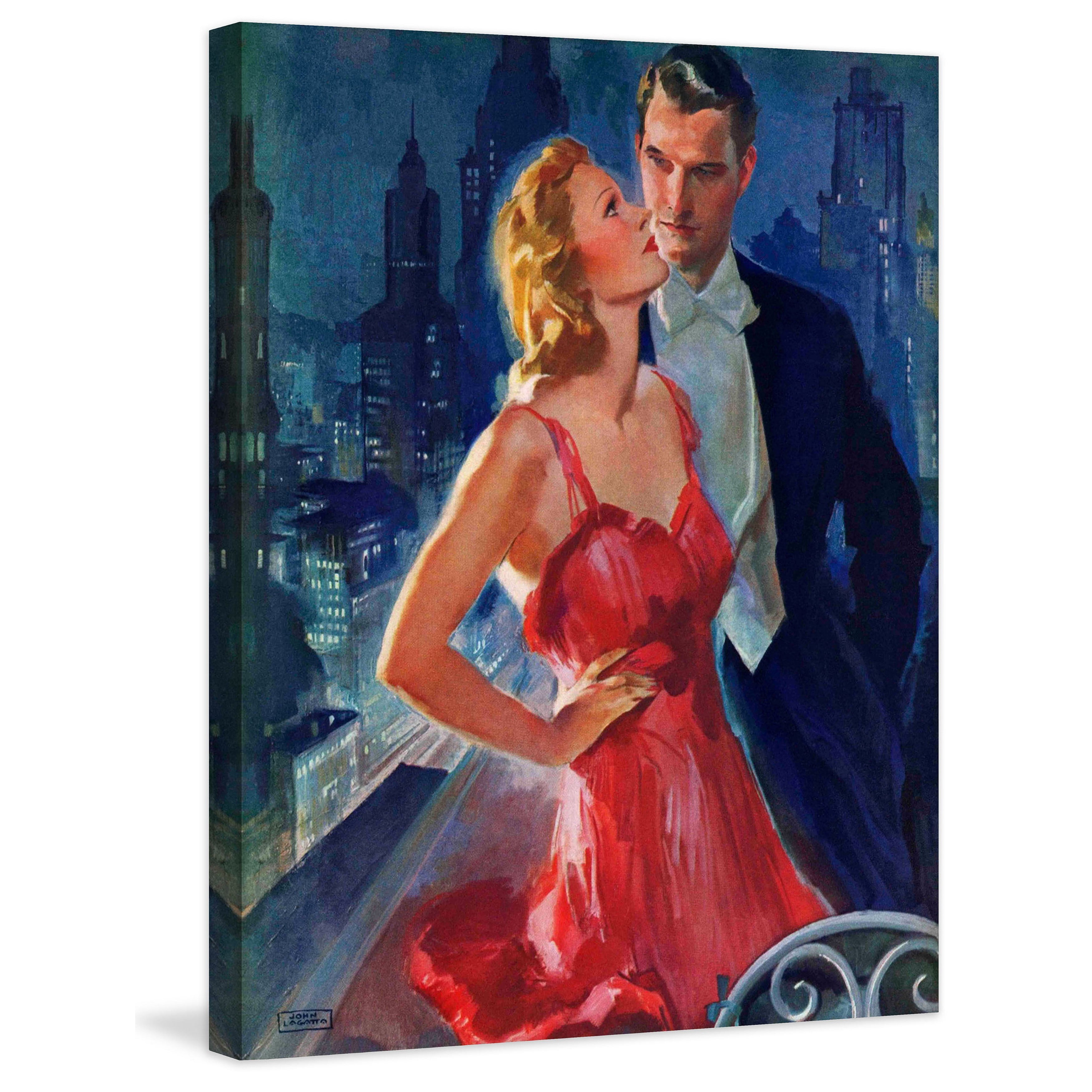 Marmont Hill "Formal Couple on Balcony" by John LaGatta Painting Print on Canvas