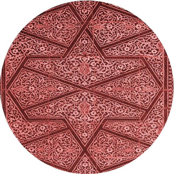 Ahgly Company Machine Washable Indoor Round Transitional Cranberry Red Area Rugs, 8' Round