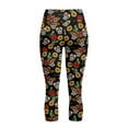 thumbnail image 5 of SCRAWLGOD Skull Sunflower Hat Rose Black Women's Capri Leggings with Pockets High Waist Tummy Control Crop 3/4 Leggings Slim Breathable Stretch Athletic Cropped Tights, L, 5 of 7
