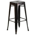 thumbnail image 3 of Emma + Oliver Commercial Grade 30"H Backless Black-Gold Metal Indoor-Outdoor Barstool, Square, 3 of 11
