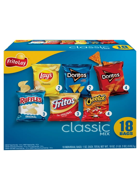 Frito-Lay Classic Mix Variety Pack Snack Chips, 18 Count Multipack