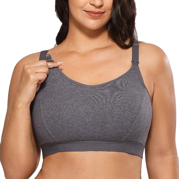 Sostén Gratlin para Mujer Talla Grande de Algodón para Lactancia Deportiva Carbón Talla L
