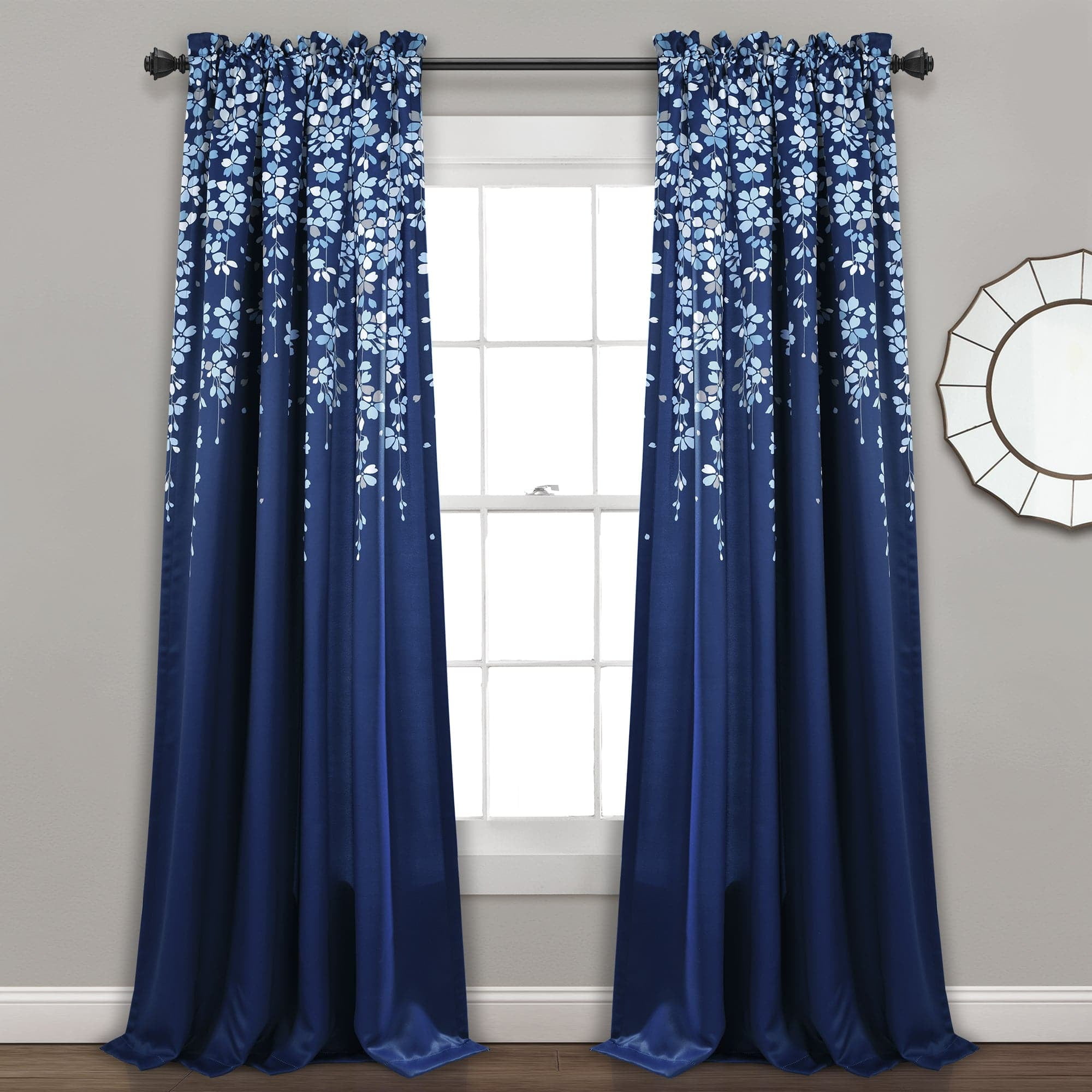 Half Moon Weeping Flowers 2 Piece Curtain Panel Set