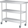 thumbnail image 1 of YUSAZENS 201 Stainless Steel Double Layer Workbench, Home Garage Tool Table 18*36"+wheels, 1 of 7