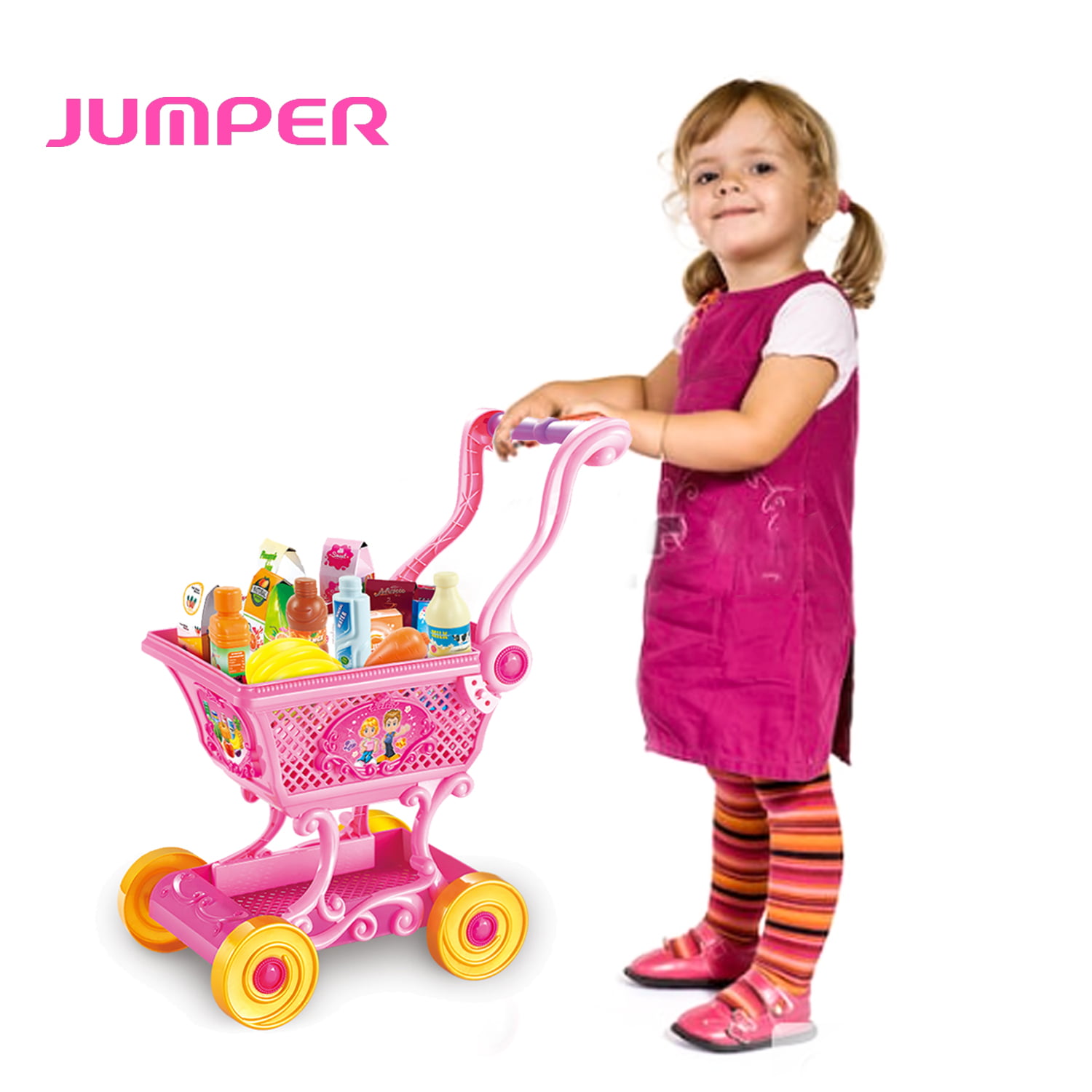 Children Toddler Shopping Cart Play Set Pretend Kids Push Shop Creative Toy Set 