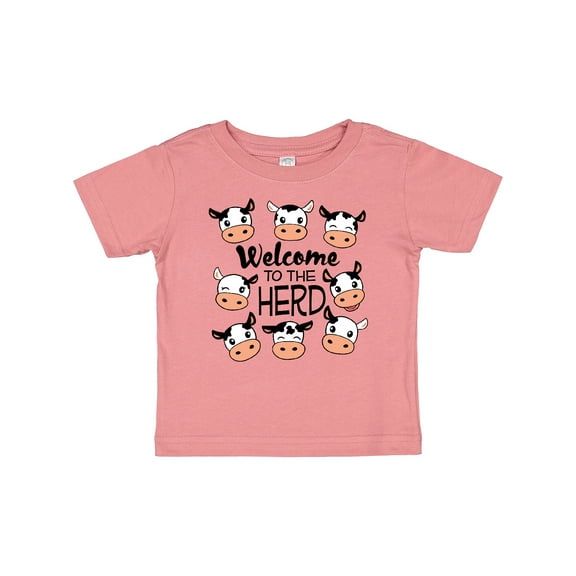 Inktastic Welcome to the Herd with cute Black and White Holstein Cows Boys or Girls Baby T-Shirt