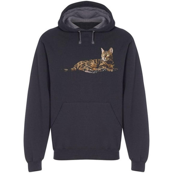 Cute Bengal Cat Lying Down   Hoodie Men -Image by Shutterstock, Male 3X-Large