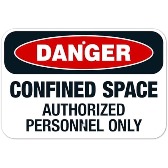 Confined Space Authorized Personnel Only Danger Metal Sign 8 x 12 Inch for Office Building, School Campus, Parking Lot