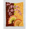 thumbnail image 1 of Floral Tapestry, Sakura Blooms with Japanese Hand Fan Figures Authentic Asian Design, Wall Hanging for Bedroom Living Room Dorm Decor, Marigold Baby Pink Burgundy, by Ambesonne, 1 of 1