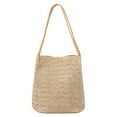 thumbnail image 2 of Luxtrada Straw Beach Bag Buckets Totes Handbag Shoulder Bag Tote Bag Women Summer Handbag "Dark Beige", 2 of 12