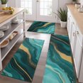thumbnail image 2 of Teal Gold Marble Pattern Kitchen Rugs Sets Of 3,Kitchen Runner Rugs Non Skid Washable,Decorative Kitchen Floor Mats for Kitchen,Sink,Laundry,17"x30"+ 17"x47" + 17"x59", 2 of 6