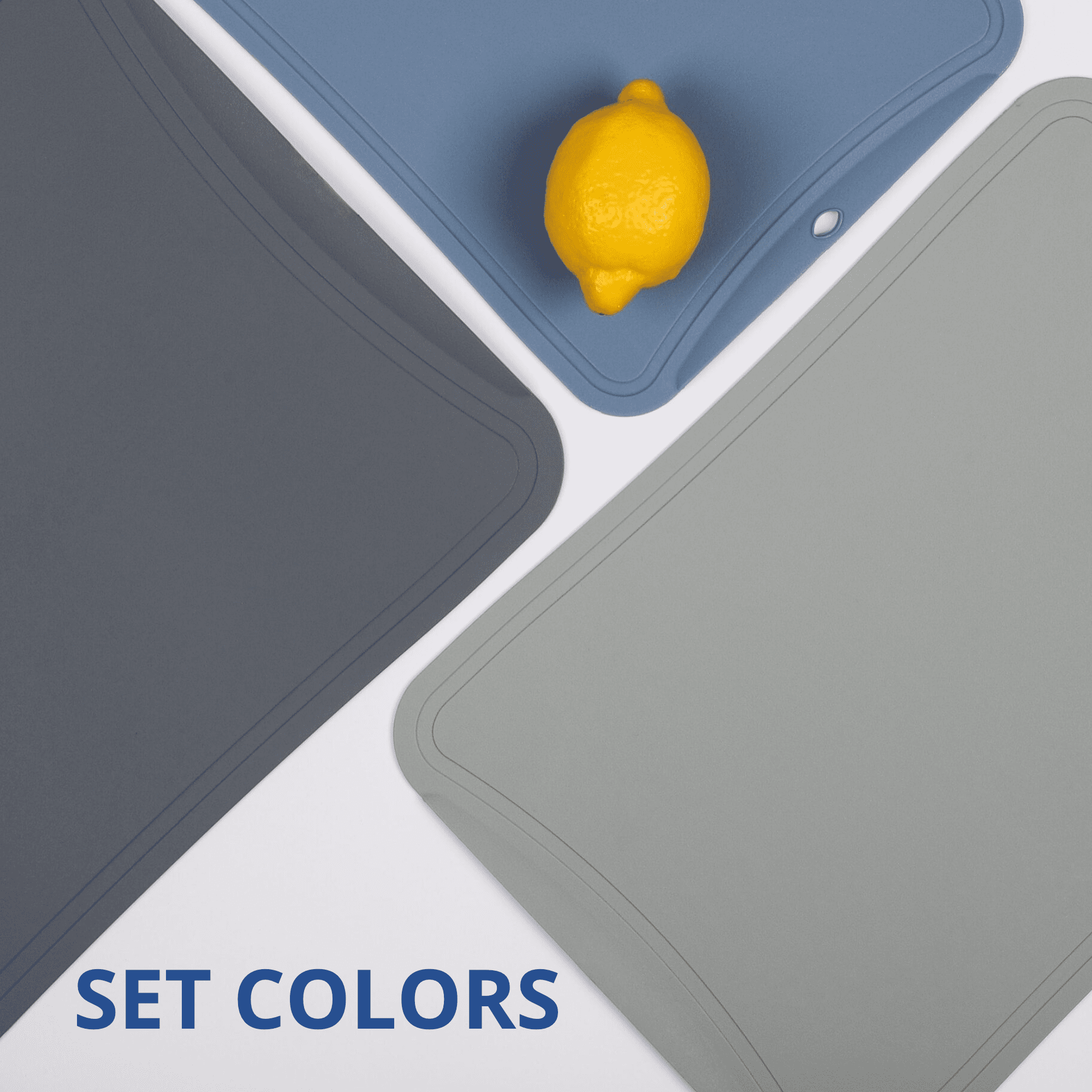 BLUE GINKGO 3-Piece Scratch Resistant TPU Cutting Mat Set | Dark Gray, Gray, Blue