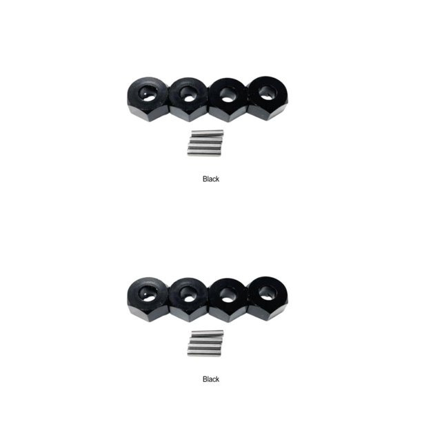 Vogacara Adaptador de cubo hexagonal de rueda de aleación de aluminio, para 1/14 MJX Hyper Go 14209 14210, cubo hexagonal de rueda de aleación Negro 2Conjunto
