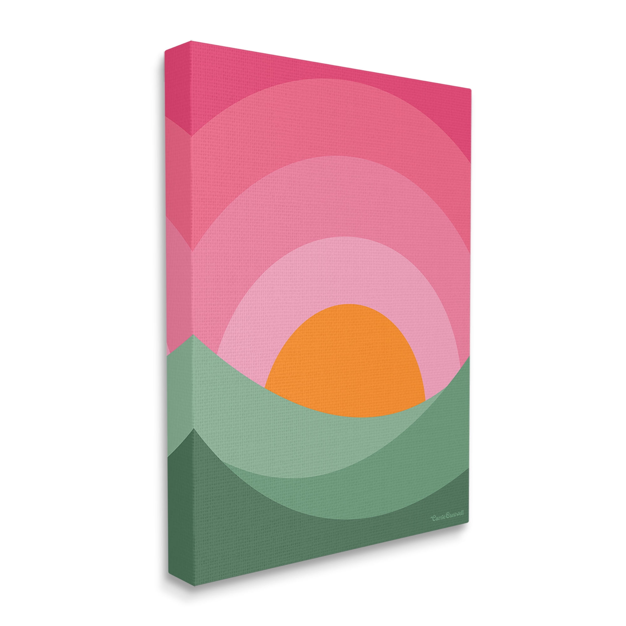 Stupell Industries Green & Pink Landscape Landscape Painting Gallery Wrapped Canvas Art Print Wall Art, 16 x 20