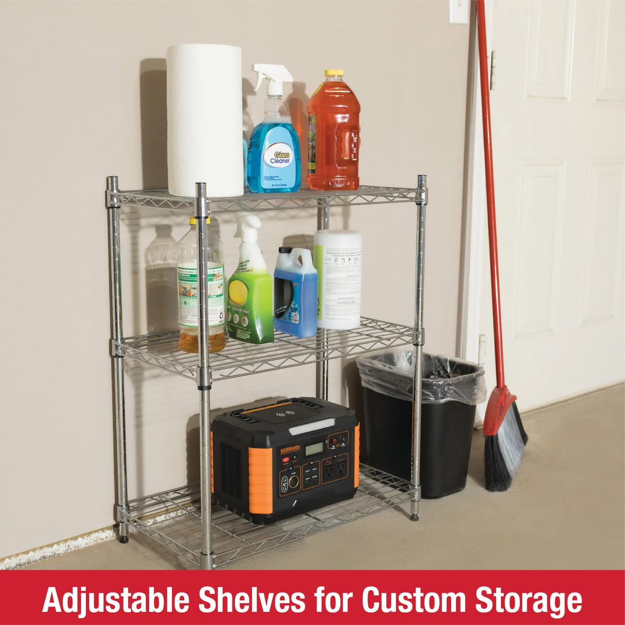 Rubbermaid 3-Tier Heavy Duty Chrome Wire Shelving Unit, 450lb Capacity