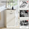 thumbnail image 3 of IFGET Fluted Tilt-Out Trash Can Cabinet, 10 Gallon Wood Hidden Garbage Can Cabinets with Storage Drawers, Laundry Hamper Cabinet for Bathroom, Kitchen, 3 of 8