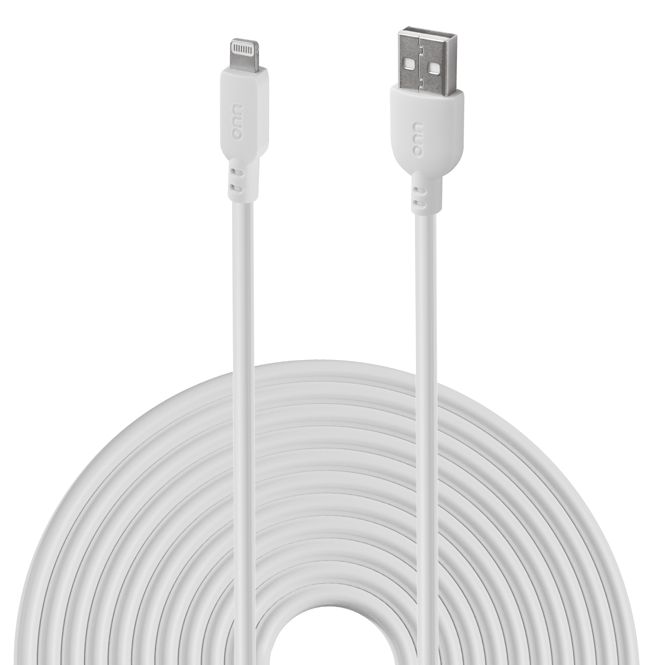 onn 10-Foot Lightning to USB Charging Cable – White