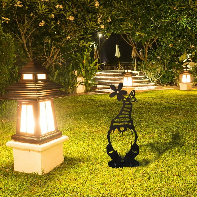 Fiudx Decoración de Árbol de Gnomo de Acero, Arte Único de Ramas de Metal, Adorno para Poste de Cerca de Jardín, Símbolo Tradicional de Protección, Material de Hierro Duradero, Diseño de Corte Detall