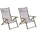 thumbnail image 3 of Lavish Home Ensemble de 2 Chaises de Plage - Chaises Pliantes en Bois Résistantes aux Intempéries avec Sangles de Transport et Siège Inclinable - Essentiels de Plage (Taupe), 3 of 4