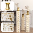 thumbnail image 5 of Aukfa Tall Floor Vase for Flowers,Set of 3 Large Metal Glazed Vase,24.5"/28.75"/33.5",White, 5 of 6