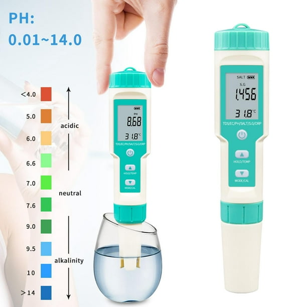 Medidor de pH shamjiam medidor de PH/TDS/EC/ORP/S.G/salinidad/temperatura 7 en 1 con ATC