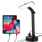 IMAGE LED Desk Lamp with 4 USB Charging Ports and 2 AC Outlets, 3 Color Modes, Adjustable Brightness