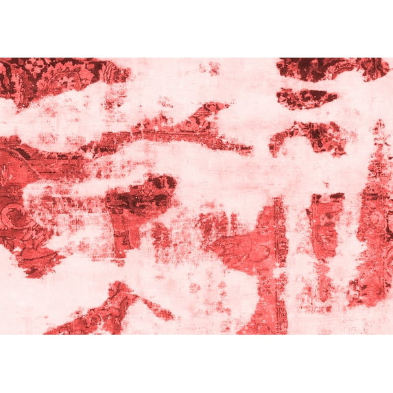 Ahgly Company Machine Washable Indoor Rectangle Abstract Red Modern Area Rugs, 4' x 6'