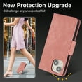 thumbnail image 6 of Designed for iPhone 15 Case Wallet, Elegant Women Flip Folio Cover with Flower Embossed PU Leather Stand Credit Card Holders Slots Wrist Strap Phone Case for iPhone 15, Pink, 6 of 7