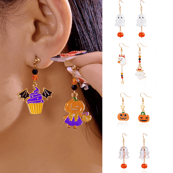 Yoyauz Halloween Earrings for Women, Spider Web Pumpkin Ghost Bat Earrings, Halloween Costume Accessories, Makeup Party Gifts