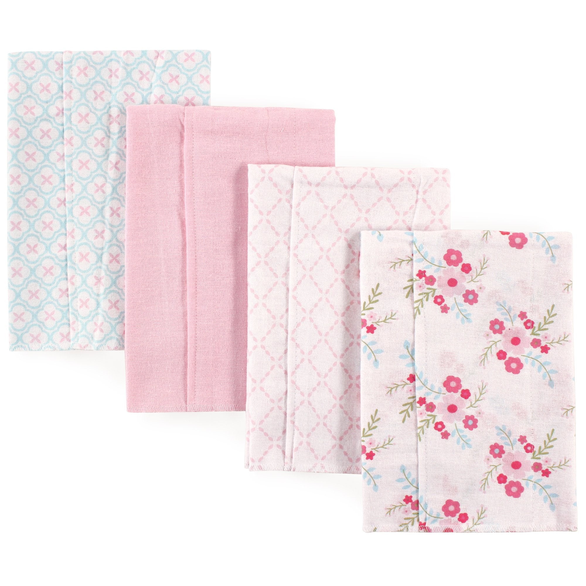 Luvable Friends Baby Girl Cotton Flannel Burp Cloths 4pk, Rainbow, One Size