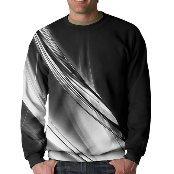 Whlbf Mens Sweatshirts Casual Round Neck Pullover 3D Printed Sweatshirts